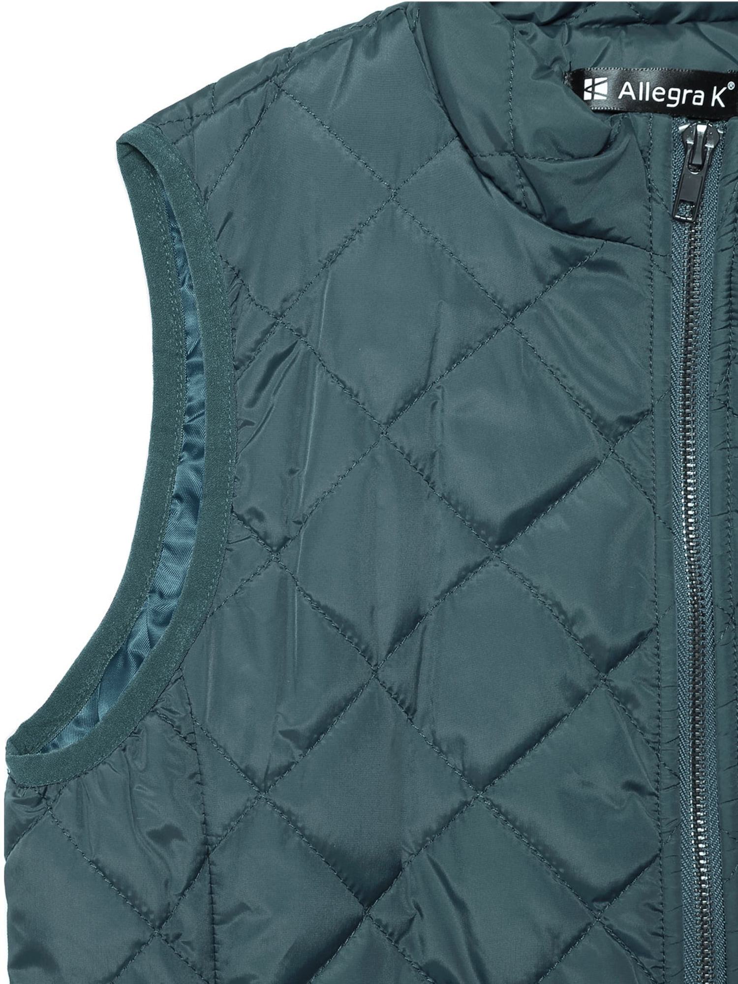 DARING DIVA Women's Zip Stand Collar Quilted Padded Vest M Forest Green