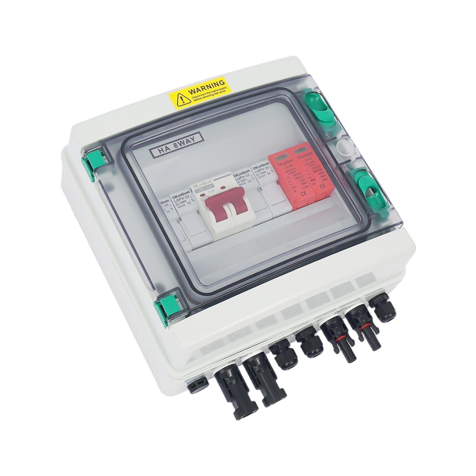 2 Strings Solar PV Combiner Box Junction Box Circuit Breakers for Solar Panel 2 in 1 Out (32A)