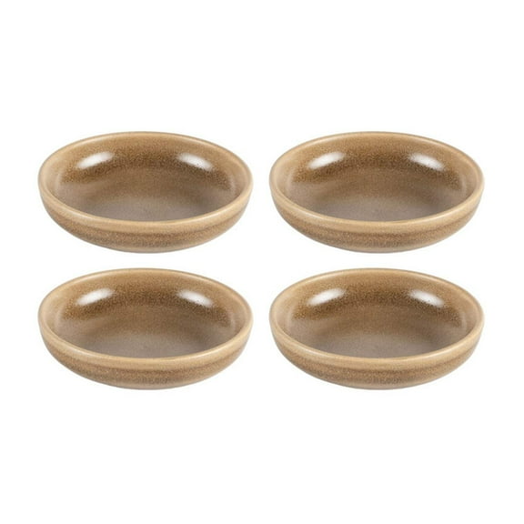 Terra Pott dia.4.25" h:1" 4 oz. Round Brown Porcelain Bowl (Set of 4)