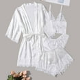 thumbnail image 2 of Ruimatai Women's Lace Sleepwear Set Silk Robe Pajamas 4-Piece Comfortable Summer Nightwear S-XL, 2 of 9