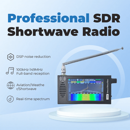 HTOOL SDR-V5 Full-Band Digital Software-Defined Radio Receiver (Portable High-Frequency Shortwave FM Radio)