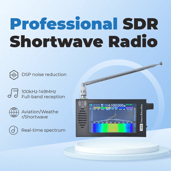 HTOOL SDR-V5 Full-Band Digital Software-Defined Radio Receiver (Portable High-Frequency Shortwave FM Radio)