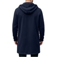 thumbnail image 5 of HBYJLZYG Men's Long Hooded Coat, Snap Button Fleece Lined Overcoat with Pockets, Casual Solid Color Outerwear for Fall Winter Daily Wear, 5 of 6