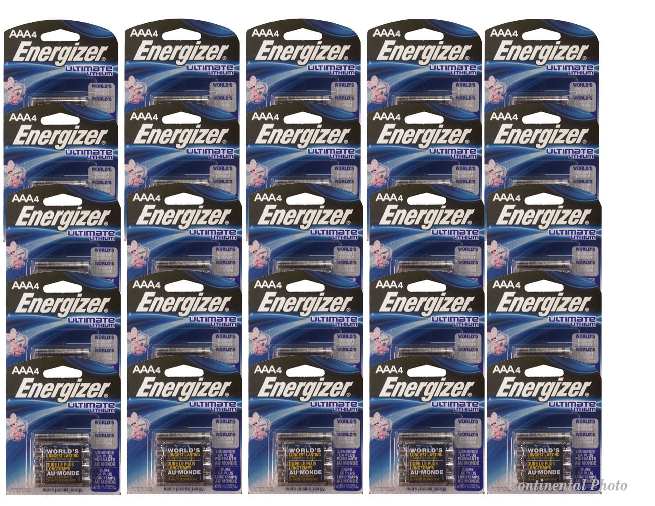 100 Energizer AAA Ultimate Lithium Batteries Retail Packing L92BP