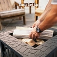 thumbnail image 3 of Cozi by Tzumi Outdoor Square Wood Fire Pit Table with BBQ Grill for Camping and Outdoor Decor, 32”, 3 of 11