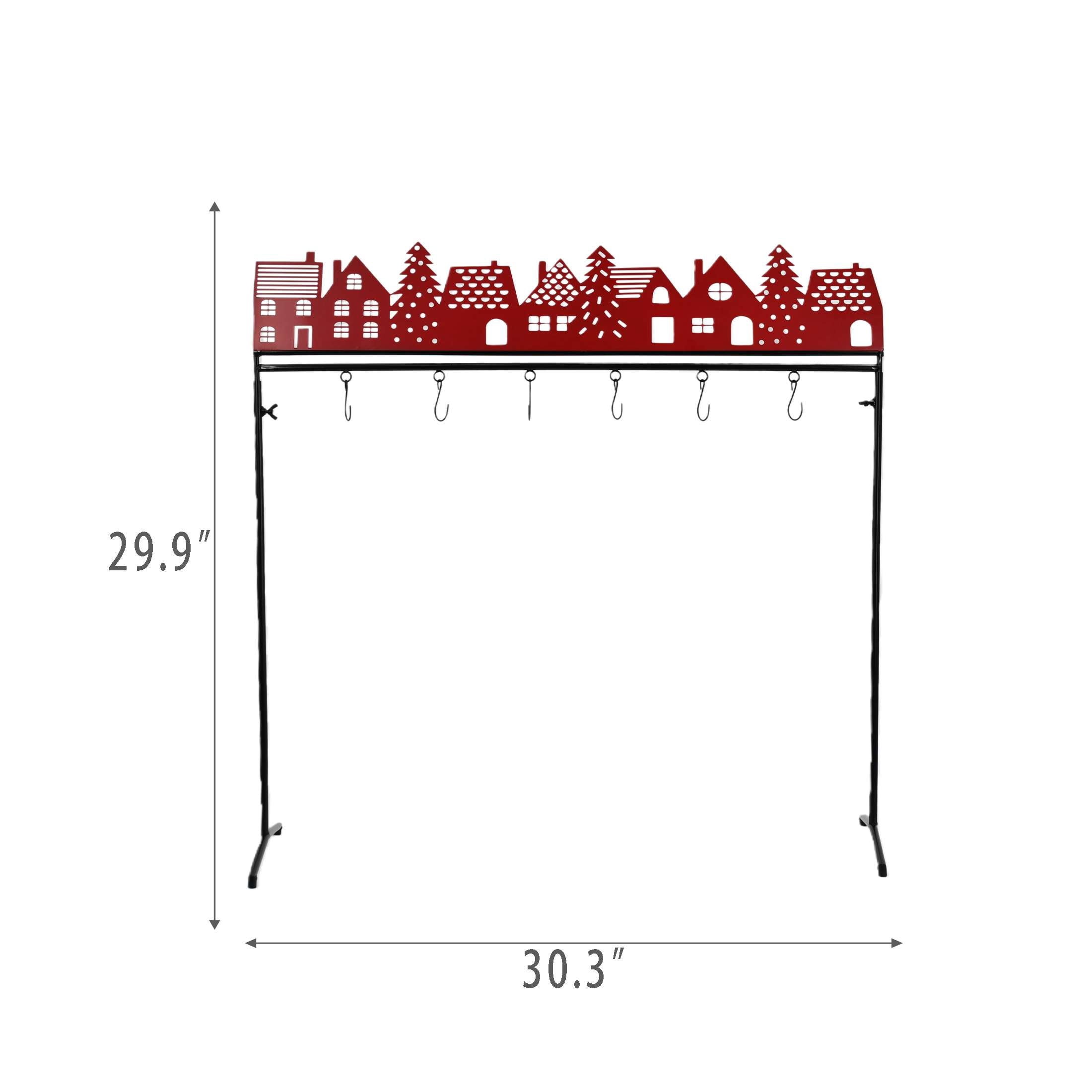 Large Metal Village Freestanding Christmas Stocking Holder, Red and Black, 30" x 7", by Holiday Time