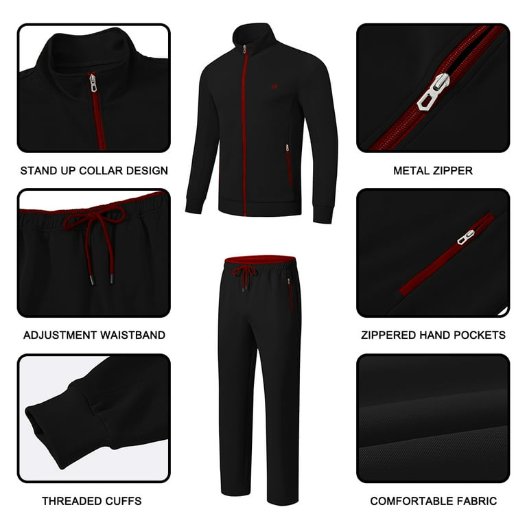 Satankud Men's Streetwear Tracksuits 2 Pieces Set, Full Zip Satankud Men's Streetwear Tracksuits 2 Pieces Set, Full Zip