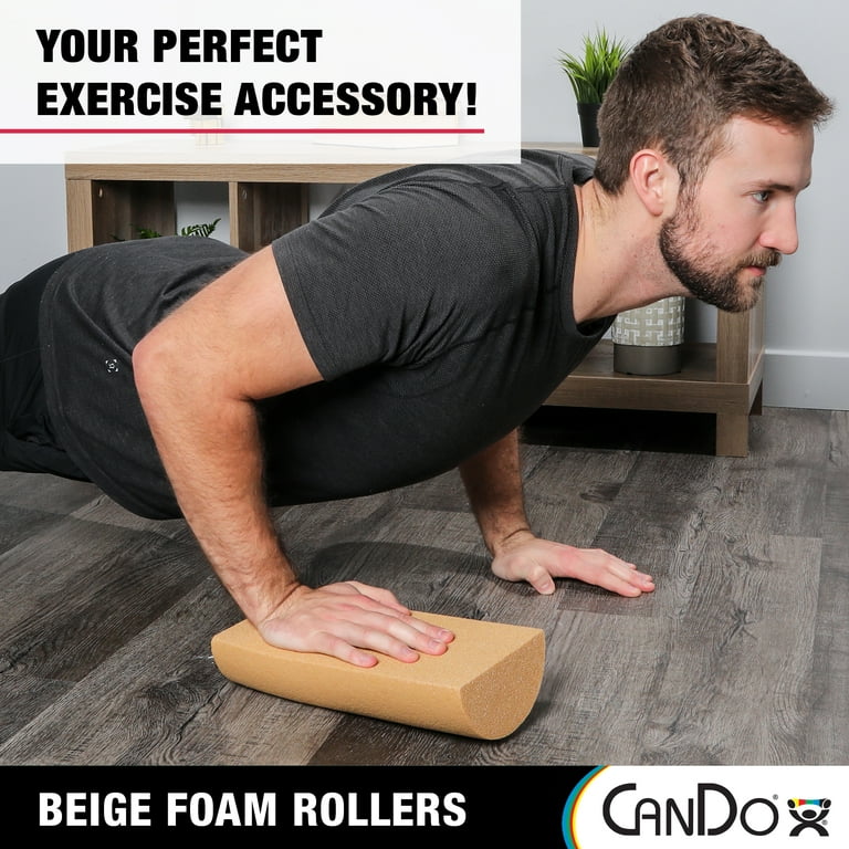 CanDo Full Skin White PE Foam Roller For Muscle Restoration Massage Therapy Sport Recovery And Physical Therapy. Beige 6 x 12
