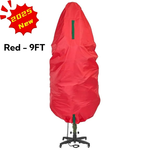 Oneshrt Upright Extra Large Christmas Tree Storage Bag - Holiday Tree Cover for Christmas Trees or Topiary Trees - Long-last, Lightweight, Convenient, Waterproof Xmas Storage Bag (Red, 9 ft)