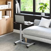 Seville Classics airLIFT® Height Adjustable Mobile Rolling Laptop Cart Desk w/ Wheels, Espresso