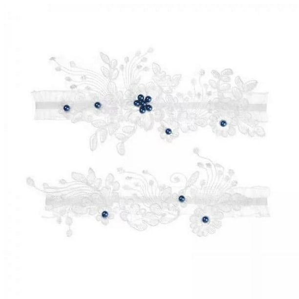 2x2 Piezas Accesorios De Traje De Liga De Boda Nupcial Perlas De Imitación Para Fiesta Azul L
