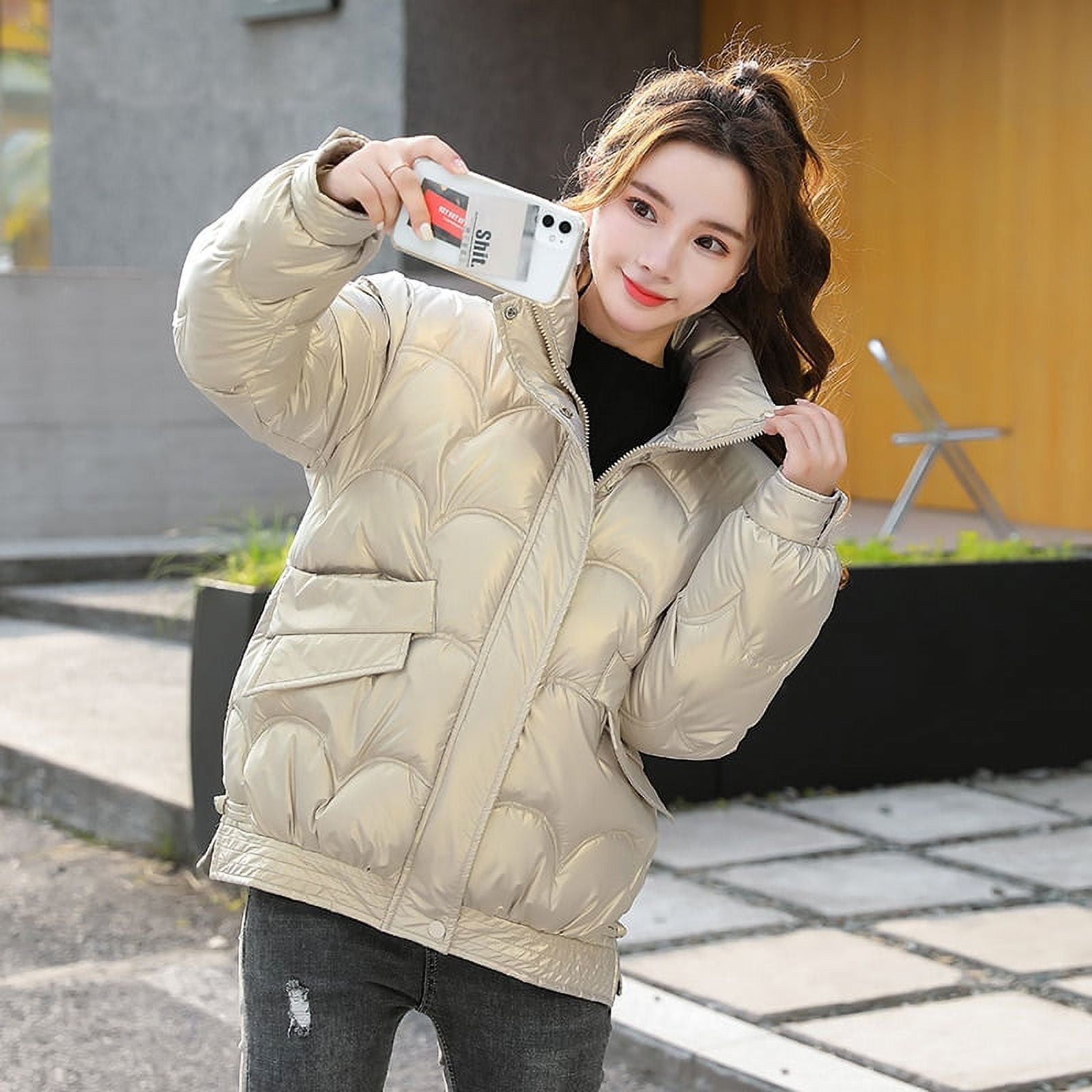 Danceemangoo Winter Jacket Women Korean Short Coat Women Clothing Thicken Warm Coats and Jackets for Women Loose Parkas Parka Femme Zm, Adult Unisex