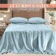 thumbnail image 2 of Elegant Comfort Luxurious 4-Piece Silky Satin Sheet Set, Skin and Hair Friendly, Wrinkle, Fade, Stain Resistant with Deep Pockets Fitted Sheet, Cooling Soft Satin Sheet Set, Twin, Baby Blue, 2 of 5