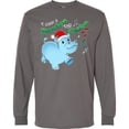 thumbnail image 3 of Inktastic I Want a Hippopotamus for Christmas Hippo in Santa Hat Long Sleeve T-Shirt, 3 of 5