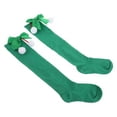 thumbnail image 2 of Jiyike 1 Pair St Patricks Day Socks Kids Knee Socks Green Kids Irish Party Stockings With Bows And Pom Poms For Festive Occasions, 2 of 10