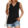 thumbnail image 4 of Otntypg Athletic Tank Tops for Women Loose Fit Casual Summer V Neck Sleeveless Basic Workout Tees Vest Trendy Cozy Tunic Shirts Black M, 4 of 9