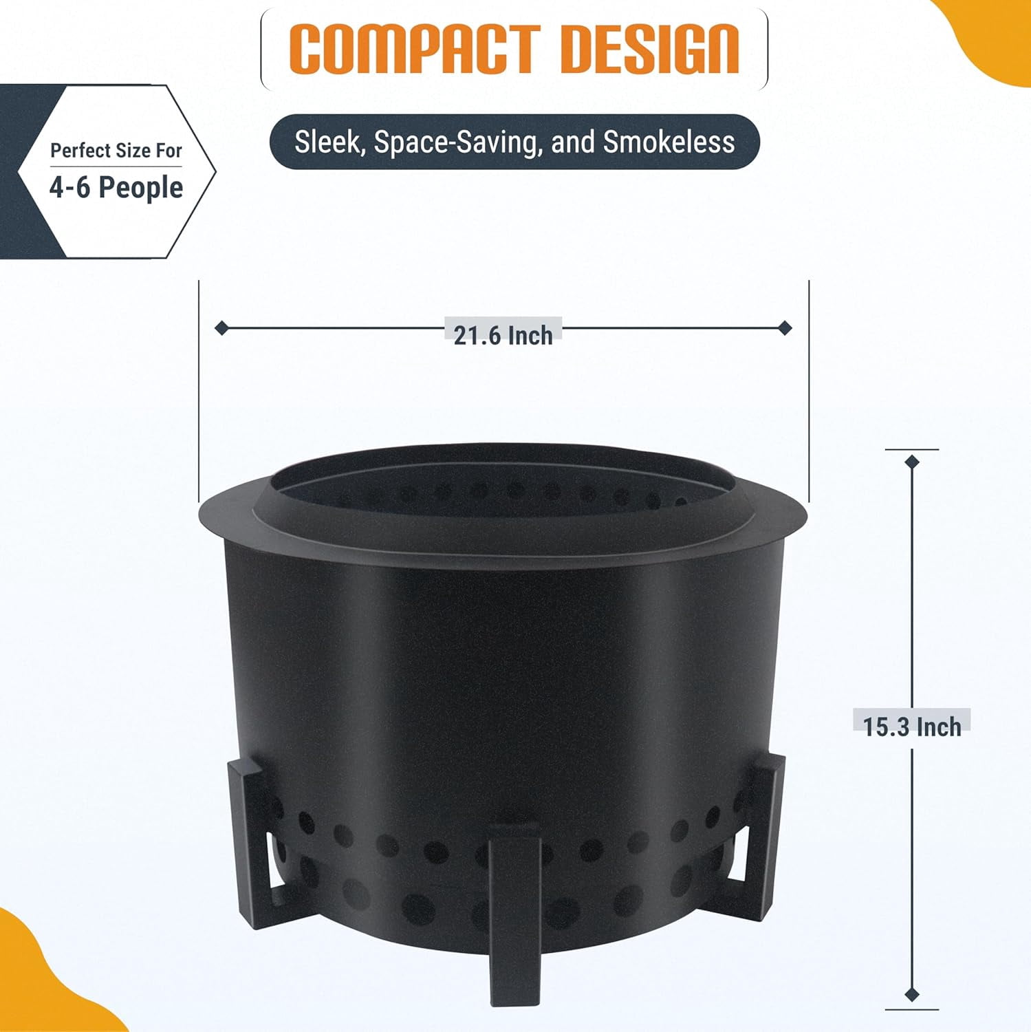 21.6" Smokeless Fire Pit,Heavy-Duty Outdoor FirePit Smokeless - Wood Burning Fire Pits w/Innovative Airflow,Smokeless Fire Pits for Outside Camping