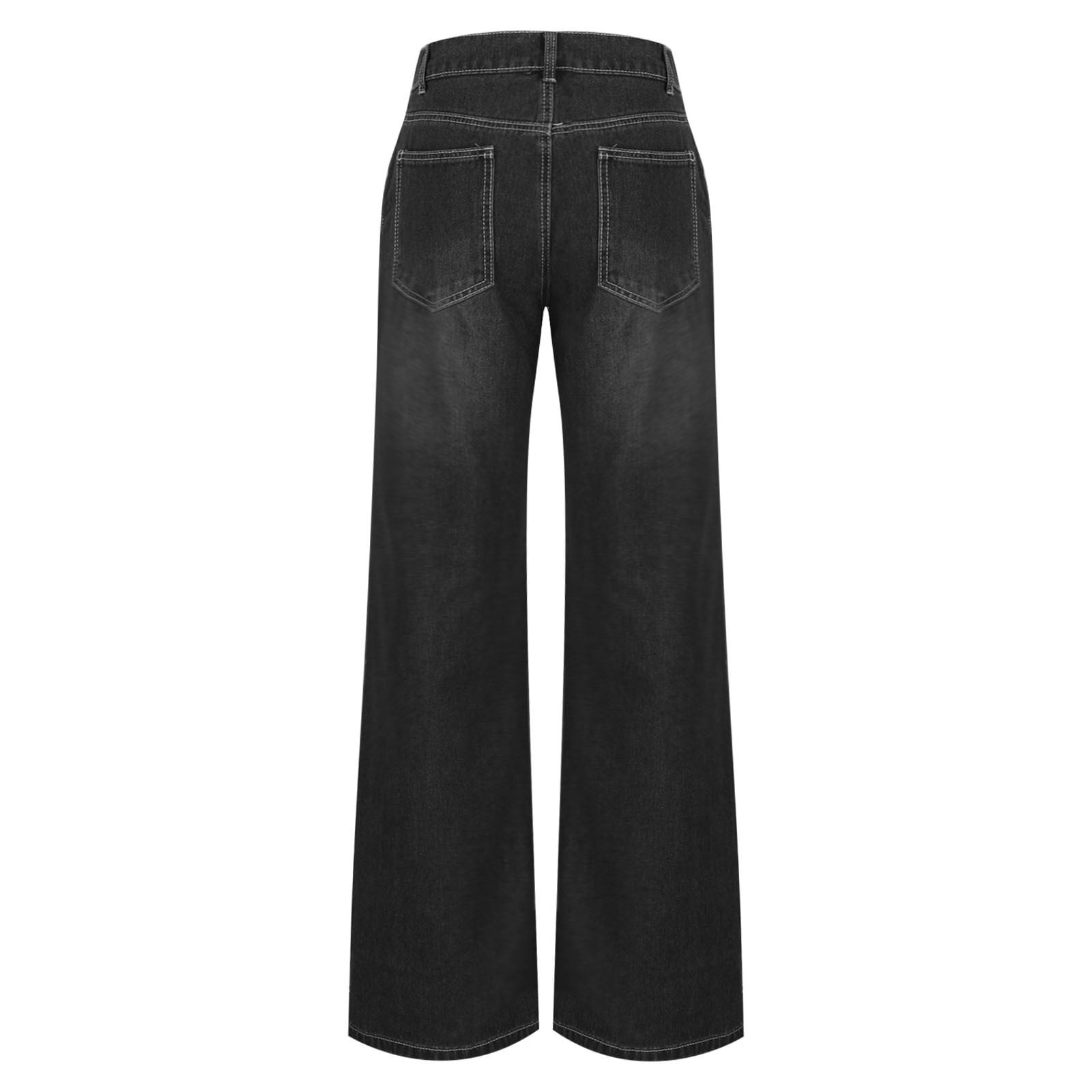 Pantalon Jean Jambe Large Femme – Taille élastique Avec Poches – Coupe Ample Décontractée – Tendance Y2K - 3