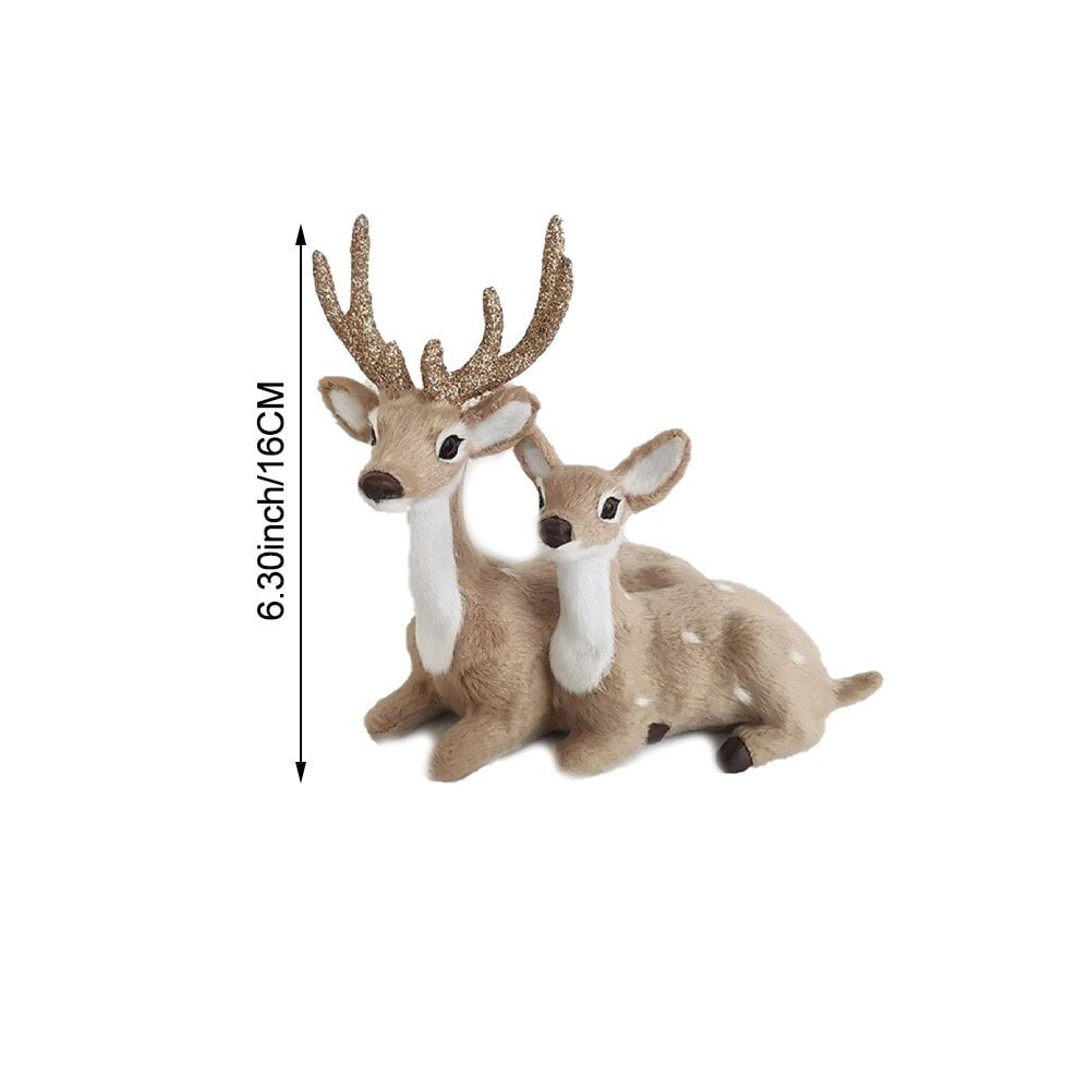 Deer Statue, 2Pcs Sika Deer Statue Sculpture Ornaments Animal Model Art Craft Outdoor Garden Decoration Ornament