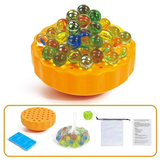 Juego de apilar cuentas de vidrio | Rompecabezas interactivo de equilibrio de torres para 2-4 jugadores | Incluye 60 cuentas, dados y cartas | Juego de mesa familiar para niños y adultos