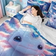 thumbnail image 5 of Manfei Cartoon Axolotl Bed in a Bag King Size,Magic Animal Bed Set,Glitter Print Bedding King Size,Breathable Room Decorative Reversible,7 Pieces, 5 of 8