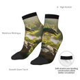 thumbnail image 6 of Rateoe Deep Forest Stone Green Dragon Pattern Quarter Crew Socks,Toe Seamed Ankle Socks,Cotton Cushioned Breathable Athletic Crew Sports Socks, 6 of 7