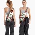 thumbnail image 6 of Sling Backpack,White Christmas Watercolor Tree Pattern Sling Bag with Water Bottle Holder,Waterproof Sling Bag for Men/Women with Headphone Jack for Hiking,Travel, 6 of 6