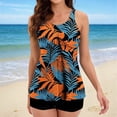 thumbnail image 2 of Sleeveless Tankini For Casual Printed Split Swimsuit Ensemble With Lightweight Shorts And Tank Top/Orange/L, 2 of 4