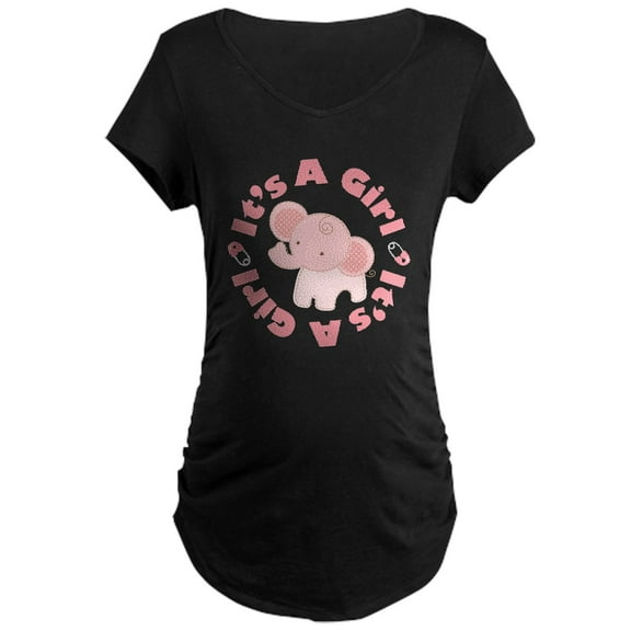 CafePress - Its A Girl Baby Elephant Maternity T Shirt - Maternity Dark T-Shirt