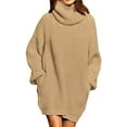 thumbnail image 1 of Women's long-sleeved oversized chunky sweater dress with turtleneck, 1 of 4
