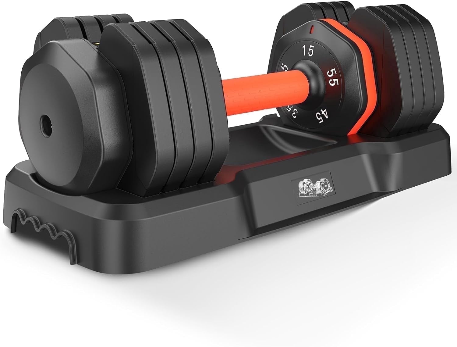 FED Fitness 55LB Adjustable Dumbbells Single,15LB to 55LB Hex Adjustable Dumbbells of 2 Anti-Slip Handle, Suitable for Home Gym Exercise Equipment