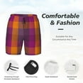 thumbnail image 5 of Haiem Purple Yellow Buffalo Plaid Mens Swim Trunks with Compression Liner 2 in 1 Swimming Shorts Stretch Swimwear Quick Dry,Board Shorts-Medium, 5 of 9