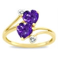 thumbnail image 2 of Star K � 6mm Genuine Amethyst Two Double Hearts Bypass Promise Ring, 2 of 9
