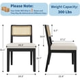 thumbnail image 3 of YUSAZENS Natural Fiber Rattan Dining Chair, Solid Wood Frame, Hand Woven Accent Chair for Kitchen Dining Room Patio Black 2pcs, 3 of 7