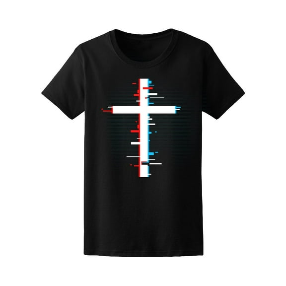 Christian Cross In Glitch T-Shirt Men -Image by Shutterstock, Male 3X-Large
