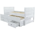 thumbnail image 3 of Bedz King Twin Captains Bed with Trundle and 3 Built in Drawers, Rustic White, 3 of 6