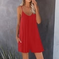 thumbnail image 2 of fheaev Romper for Women Sleeveless Spaghetti Strap Round Neck Loose Fit with Pockets Casual Summer Everyday Wear Wine L, 2 of 5