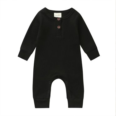 Barboteuse à Boutons pour Bébé Garçon Fille une Pièce Couleur Unie Tricot Côtelé