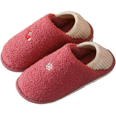 

QWZNDZG Women Furry Faux Slipper Cozy Soft Home Slippers Winter Warm Memory Foam House Shoes with Non-slip Soled Holiday Gift