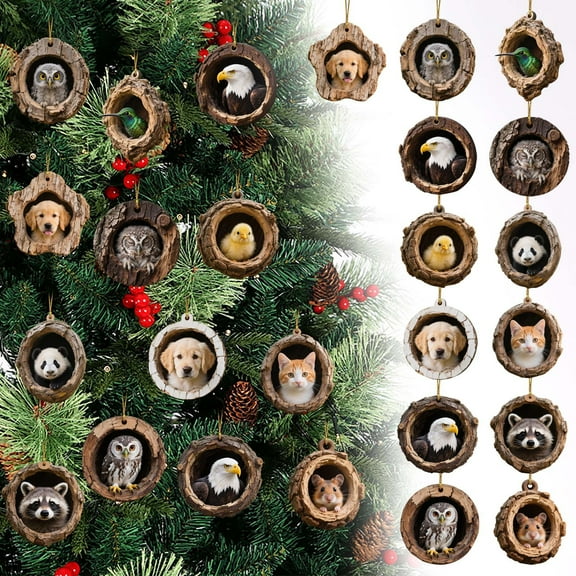 Nkmbld Animal Ornaments for Christmas Tree Decoration, Forest Little Animals Acrylic Hanging Decoration Gift for Animal Lovers