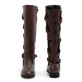 thumbnail image 5 of Jsaierl Knee High Boots For Womens Strappy Motorcycle Knee High Boots Winter Lace Up Riding Flat Low Heel Shoes, 5 of 5