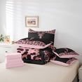 thumbnail image 6 of meiyoeat Girly Leopard Bowknot 7-Piece Twin Bedding Sets For Bow Lover,Pink Cheetah Print Monogrammed J Theme Bedding Comforter Set For Kids,pink Reversible, 6 of 7