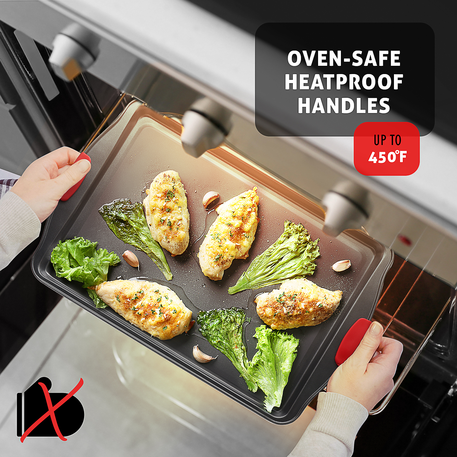 Joytable 3-Piece Nonstick Baking Sheet Set, Black photo 5