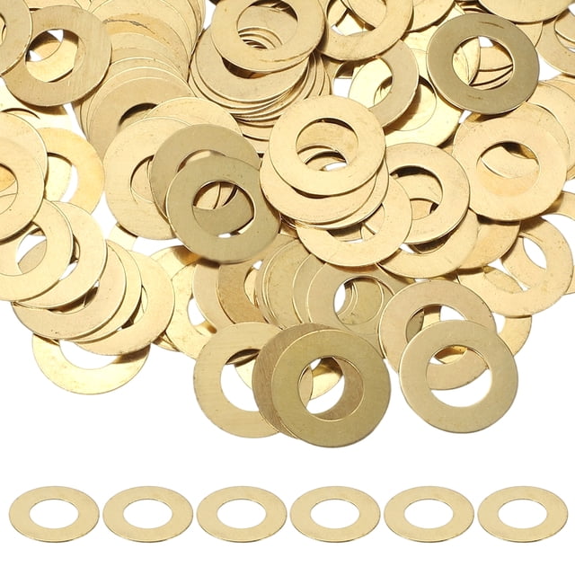 Juego de arandelas planas de latón M10 x 20mm, 150 piezas de arandelas de bronce para tornillos y pernos, proyectos en fábricas y exteriores (0.5mm de grosor)