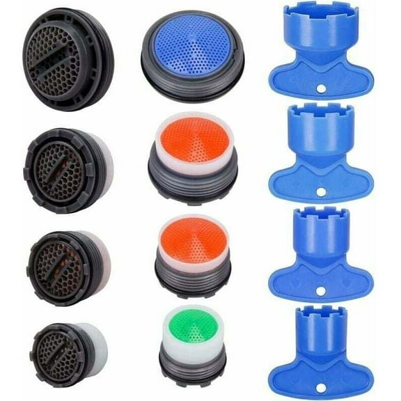 12Pcs M16.5/M18.5/M21.5/M24 Aerator, Faucet Aerator Filter, Faucet Nozzle, External Thread, Kitchen Water Saving with 4 Wrenches for Home, Bathroom.