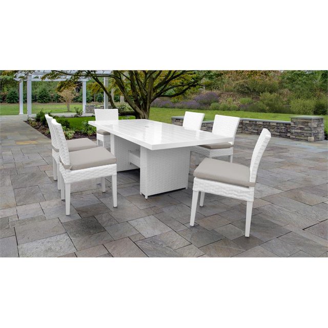 Miami Table à Manger Patio Extérieur Rectangulaire W / 6 Chaises Sans Bras