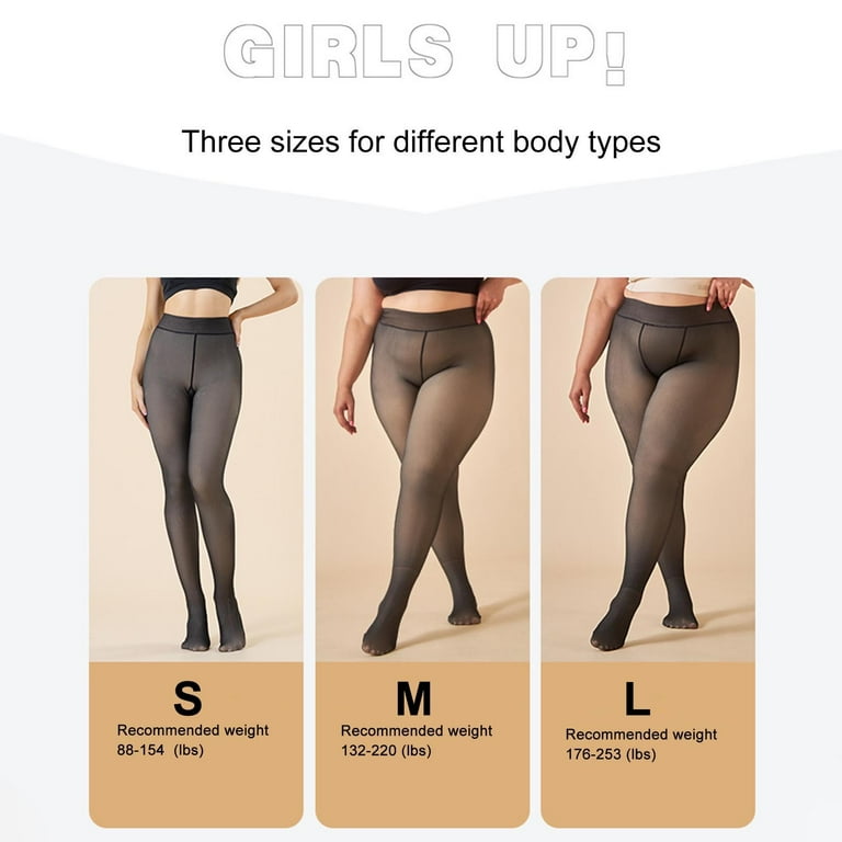 Hontri Tights for Women Plus Size Fleece Lined Tights Transparent