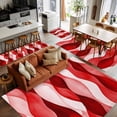 thumbnail image 5 of 2.7x5 Area Rugs, Red Striped Non-Skid Rubber Backing Large Rectangle Rugs - Living Room Bedroom Home Office, Modern Gradient Geometric Ripple Stripes Indoor Floor Mat Carpets Washable Rug, 5 of 9