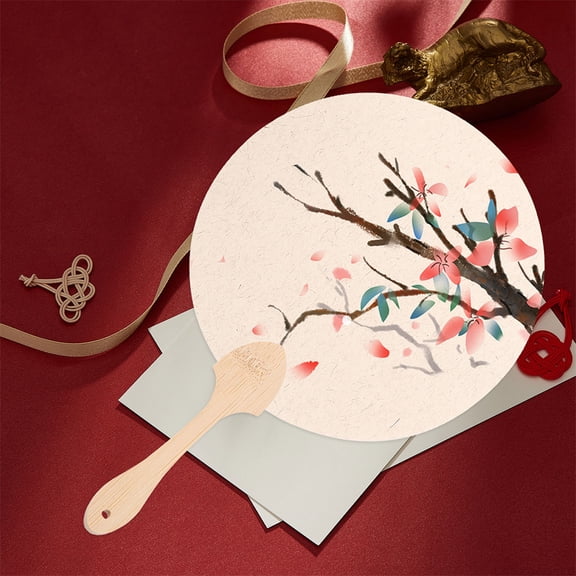 OULII 10Pcs Wooden Fan Handles for DIY Hand Fan Crafting with Durable Beige Wood and Smooth Grip
