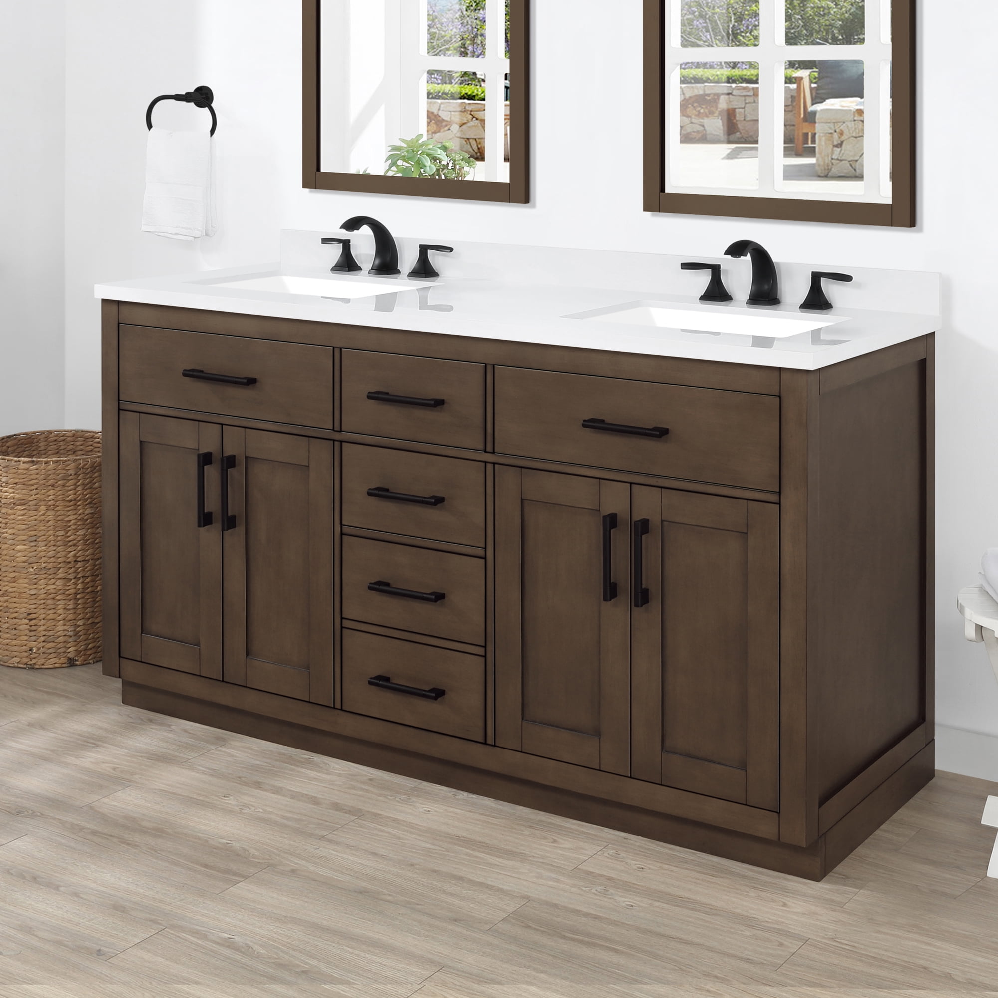 Ove Decors Bailey 60 W x 22" D Freestanding Bathroom Vanity with Double Sink, Almond Latte